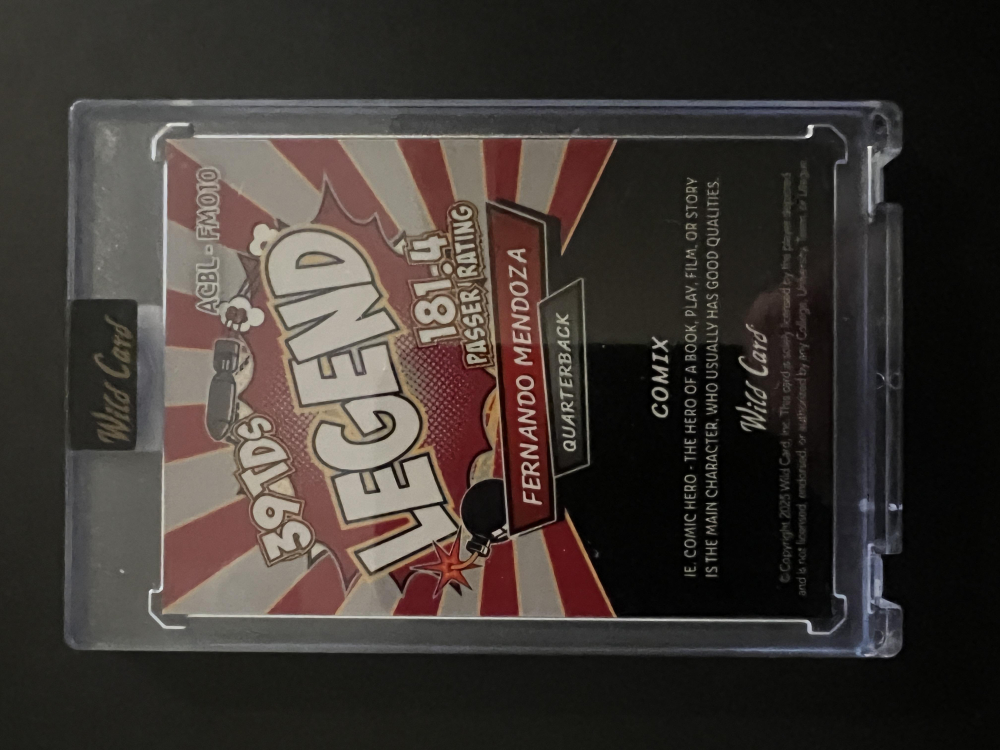 Fernando Mendoza 2025 Wild Card Comix Legend #ACBL-FM010 RC #4/4 at PristineAuction.com Fernando Mendoza 2025 Wild Card Comix Legend #ACBL-FM010 RC #4/4 at PristineAuction.com
