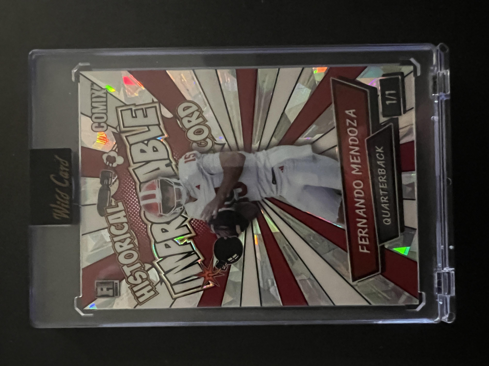 Fernando Mendoza 2025 Wild Card Comix 2025 Historical Improbable Record #ACIM-FM010 RC #1/1 at PristineAuction.com Fernando Mendoza 2025 Wild Card Comix 2025 Historical Improbable Record #ACIM-FM010 RC #1/1 at PristineAuction.com