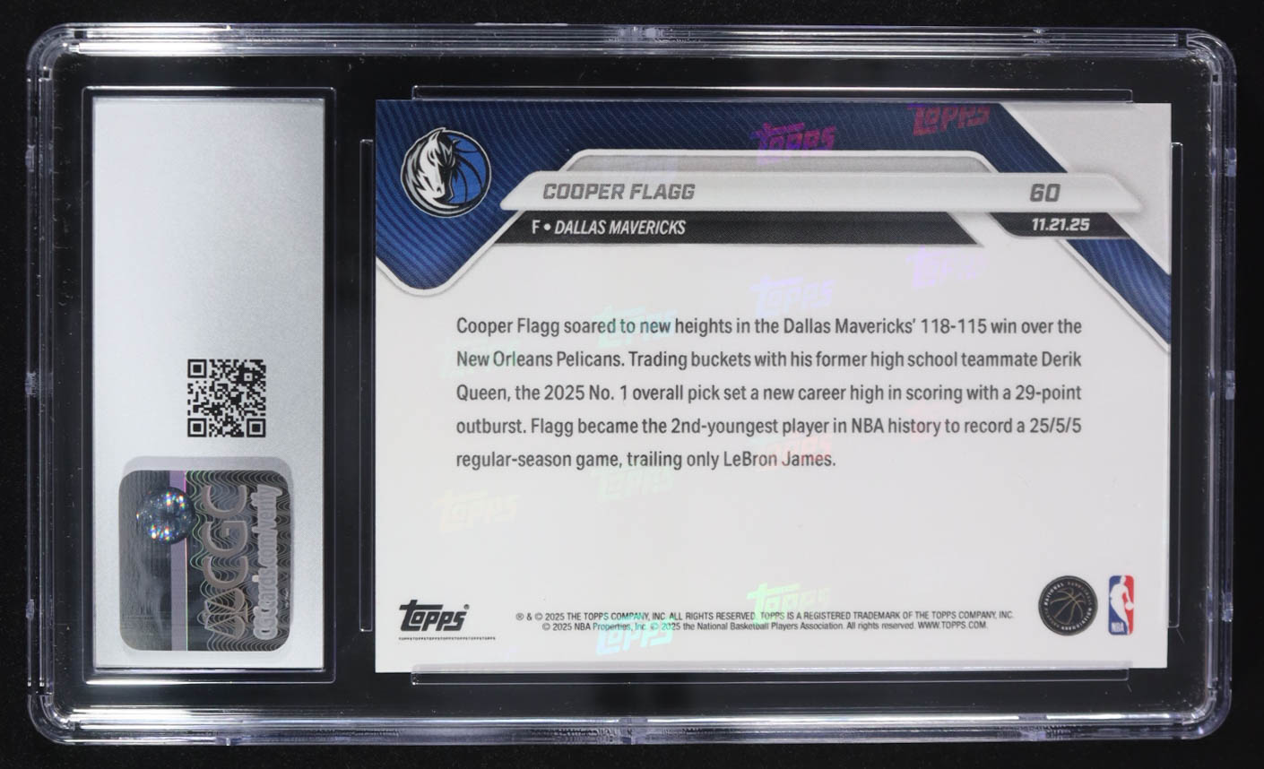 Cooper Flagg 2025-26 Topps Now #60 RC (CGC 10) at PristineAuction.com Cooper Flagg 2025-26 Topps Now #60 RC (CGC 10) at PristineAuction.com