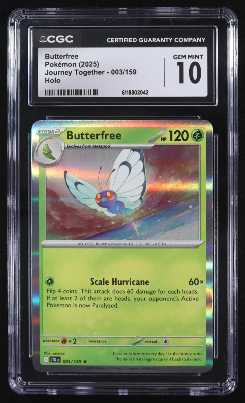 Butterfree 2025 Pokemon TCG Scarlet & Violet Journey Together #003 Holo (CGC 10) at PristineAuction.com Butterfree 2025 Pokemon TCG Scarlet & Violet Journey Together #003 Holo (CGC 10) at PristineAuction.com