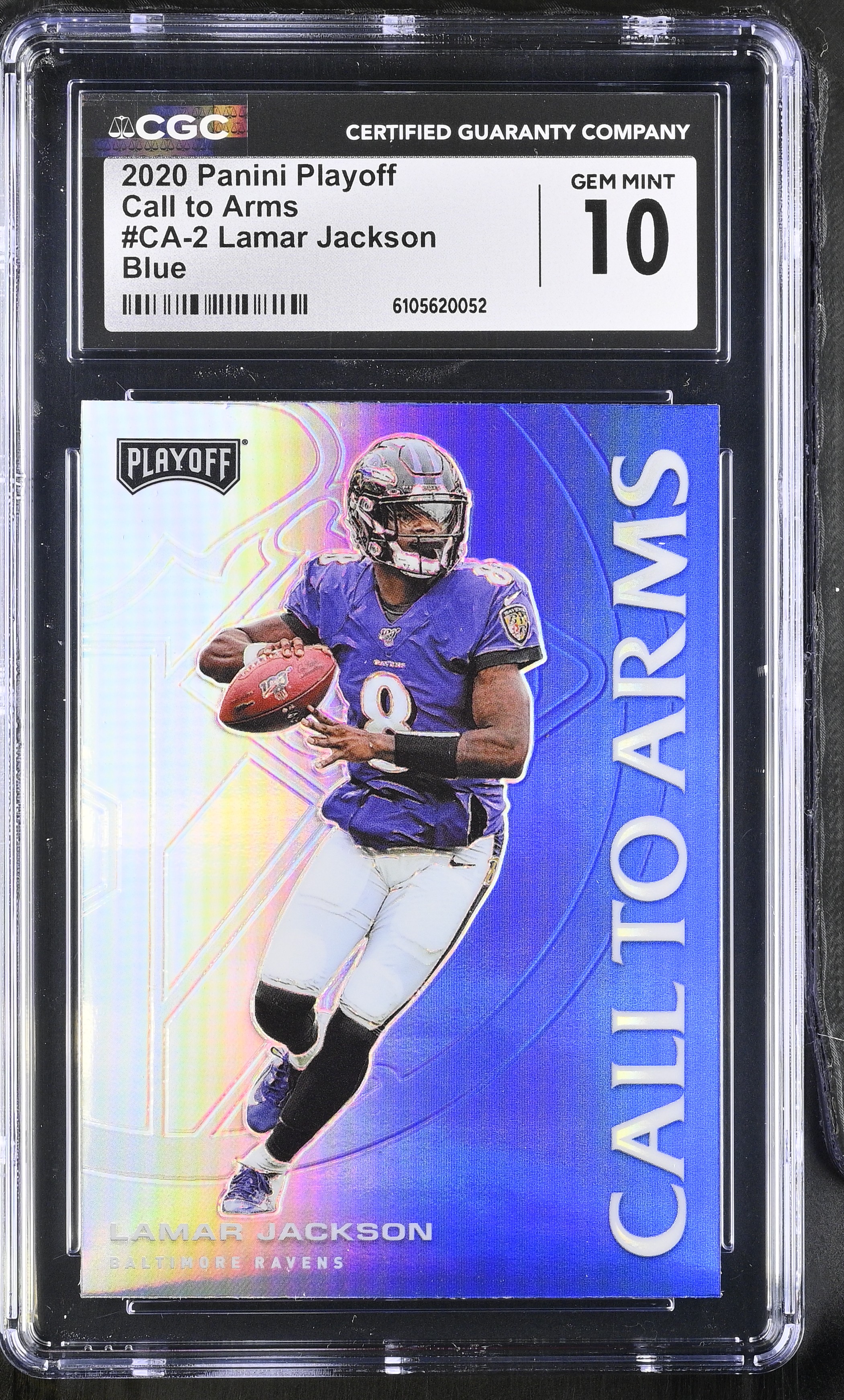 Lamar Jackson 2020 Playoff Call to Arms Blue #2 (CGC GEM MINT 10) at PristineAuction.com Lamar Jackson 2020 Playoff Call to Arms Blue #2 (CGC GEM MINT 10) at PristineAuction.com