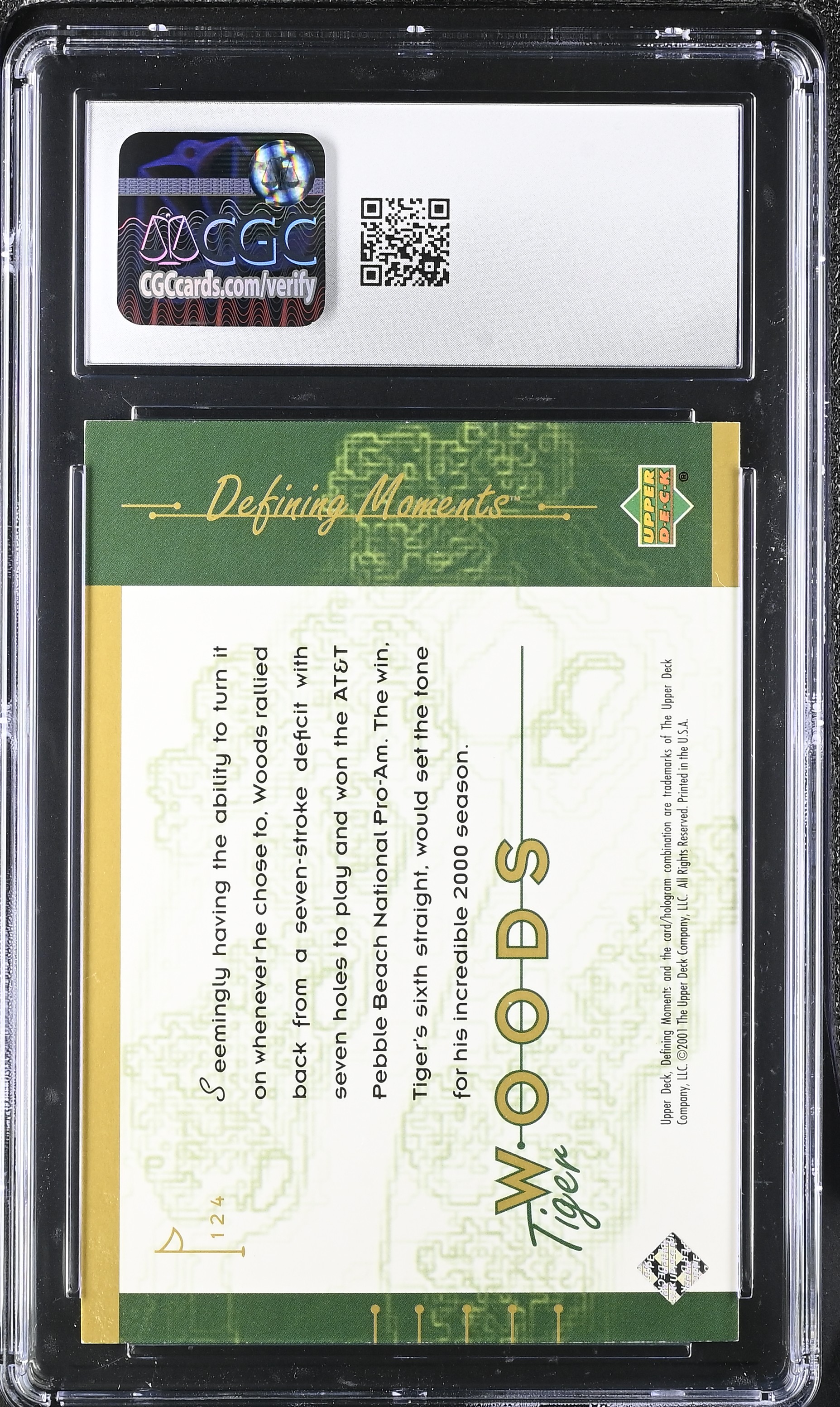 Tiger Woods 2001 Upper Deck #124 (CGC 9) at PristineAuction.com Tiger Woods 2001 Upper Deck #124 (CGC 9) at PristineAuction.com