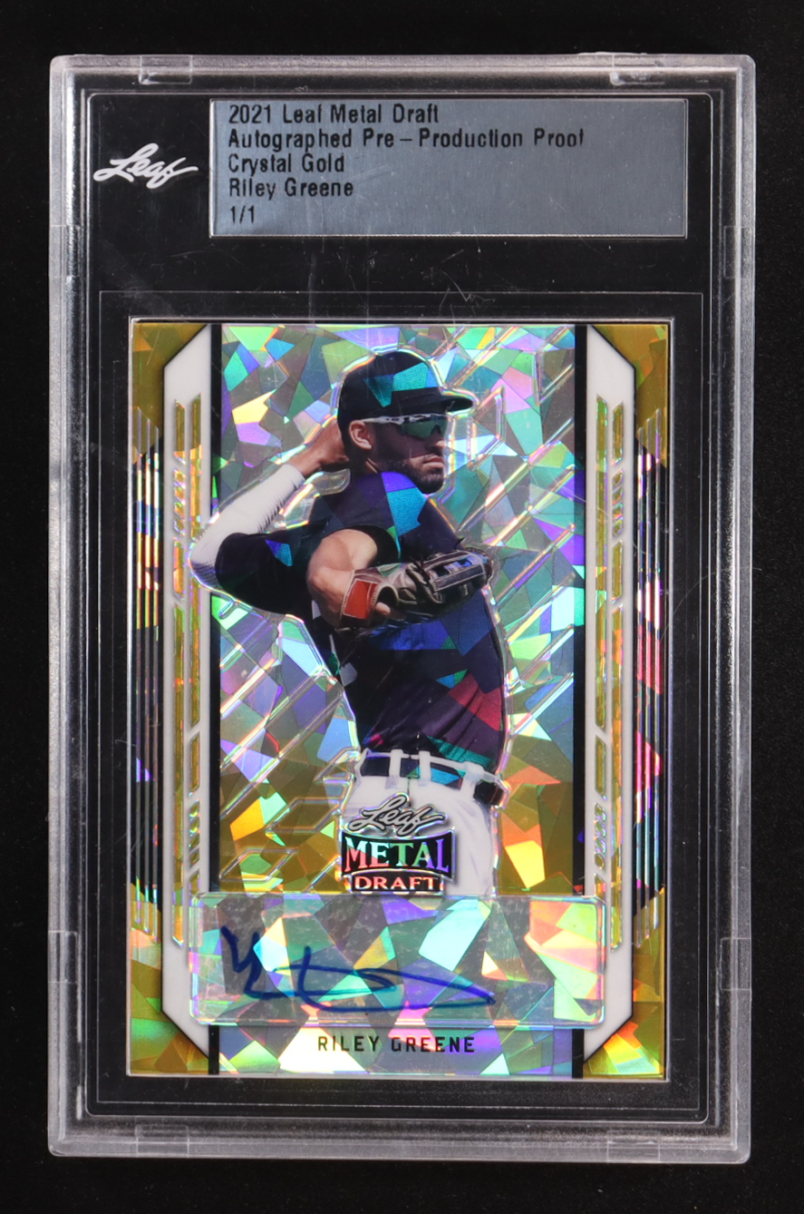 Riley Greene 2021 Leaf Metal Draft Crystal Gold Pre-Production Proof Auto RC #1/1 at PristineAuction.com Riley Greene 2021 Leaf Metal Draft Crystal Gold Pre-Production Proof Auto RC #1/1 at PristineAuction.com