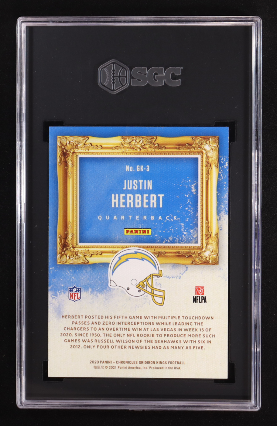 Justin Herbert 2020 Panini Chronicles Gridiron Kings Bronze #GK-3 RC (SGC 9.5) at PristineAuction.com Justin Herbert 2020 Panini Chronicles Gridiron Kings Bronze #GK-3 RC (SGC 9.5) at PristineAuction.com