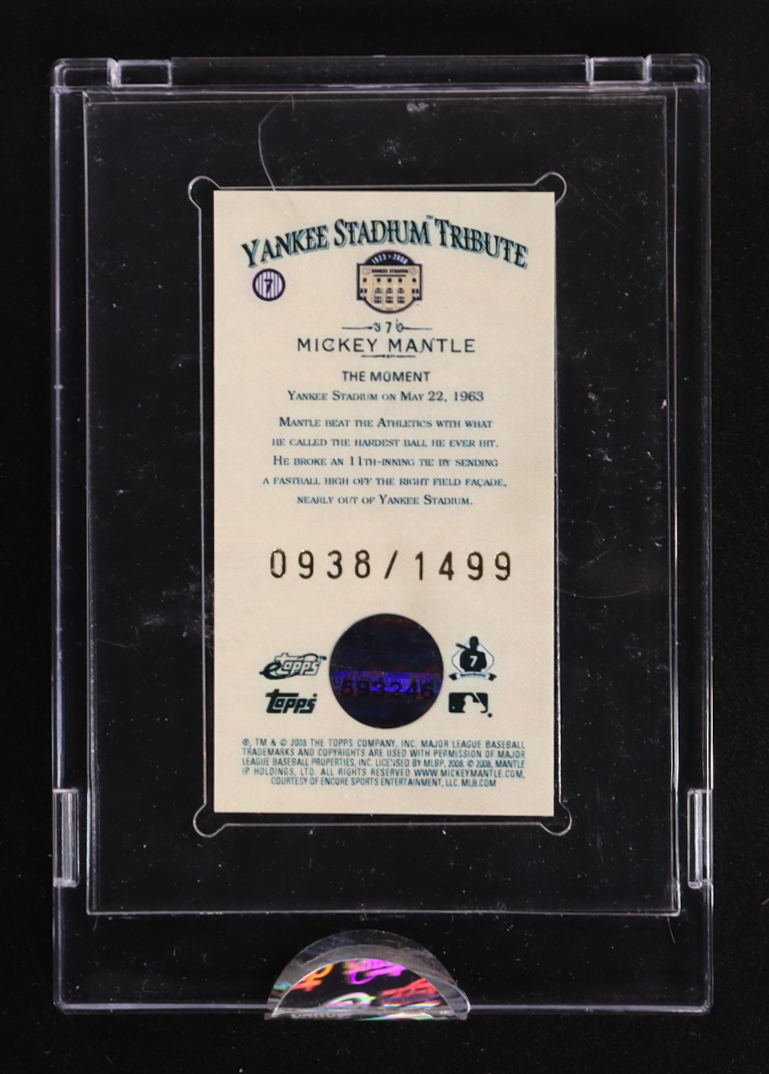 Mickey Mantle 2008 eTopps Allen and Ginter Yankee Tribute #7 #0938/1499 at PristineAuction.com Mickey Mantle 2008 eTopps Allen and Ginter Yankee Tribute #7 #0938/1499 at PristineAuction.com