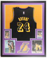 Kobe Bryant Signed Custom Framed Jersey Display with Photos (PSA) at PristineAuction.com