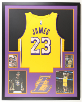 LeBron James Signed Custom Framed Jersey Display with Photos (PSA) at PristineAuction.com
