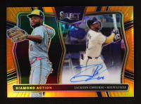 Jackson Chourio 2025 Select Diamond Action Signatures Orange Prizms #16 #61/75 at PristineAuction.com