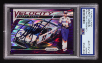 Denny Hamlin Signed 2019 Panini Prizm Velocity #72 (PSA) at PristineAuction.com