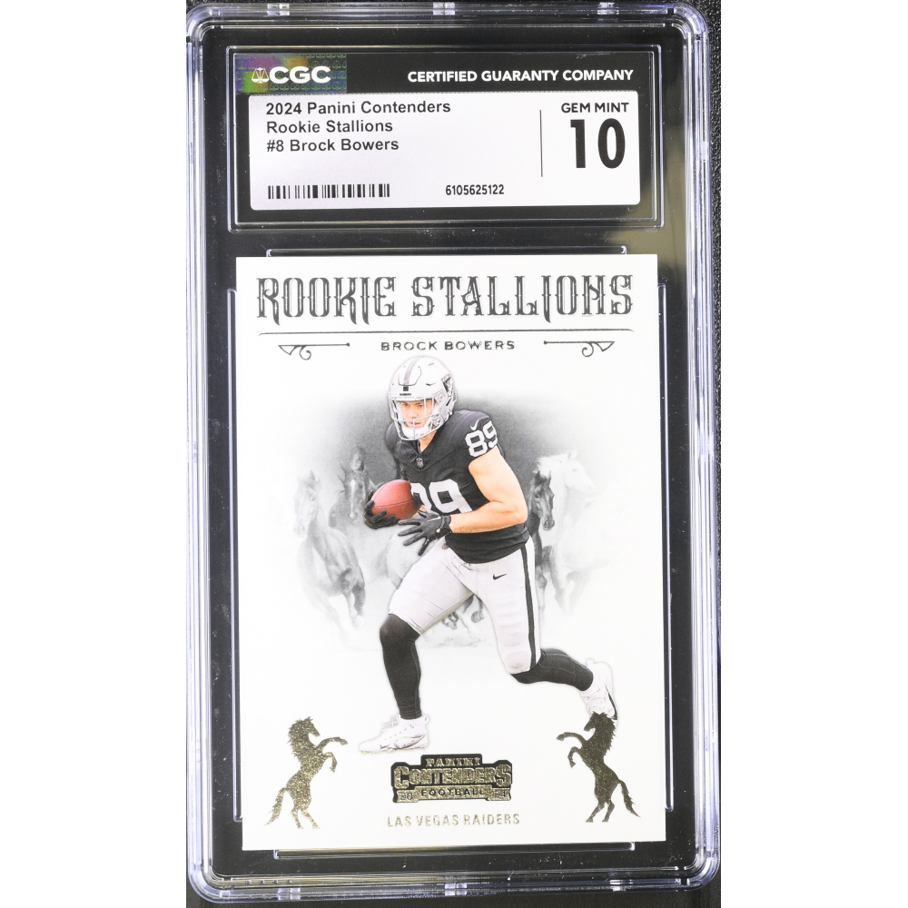 Brock Bowers 2024 Panini Contenders Rookie Stallions #8 RC (CGC GEM MINT 10) at PristineAuction.com