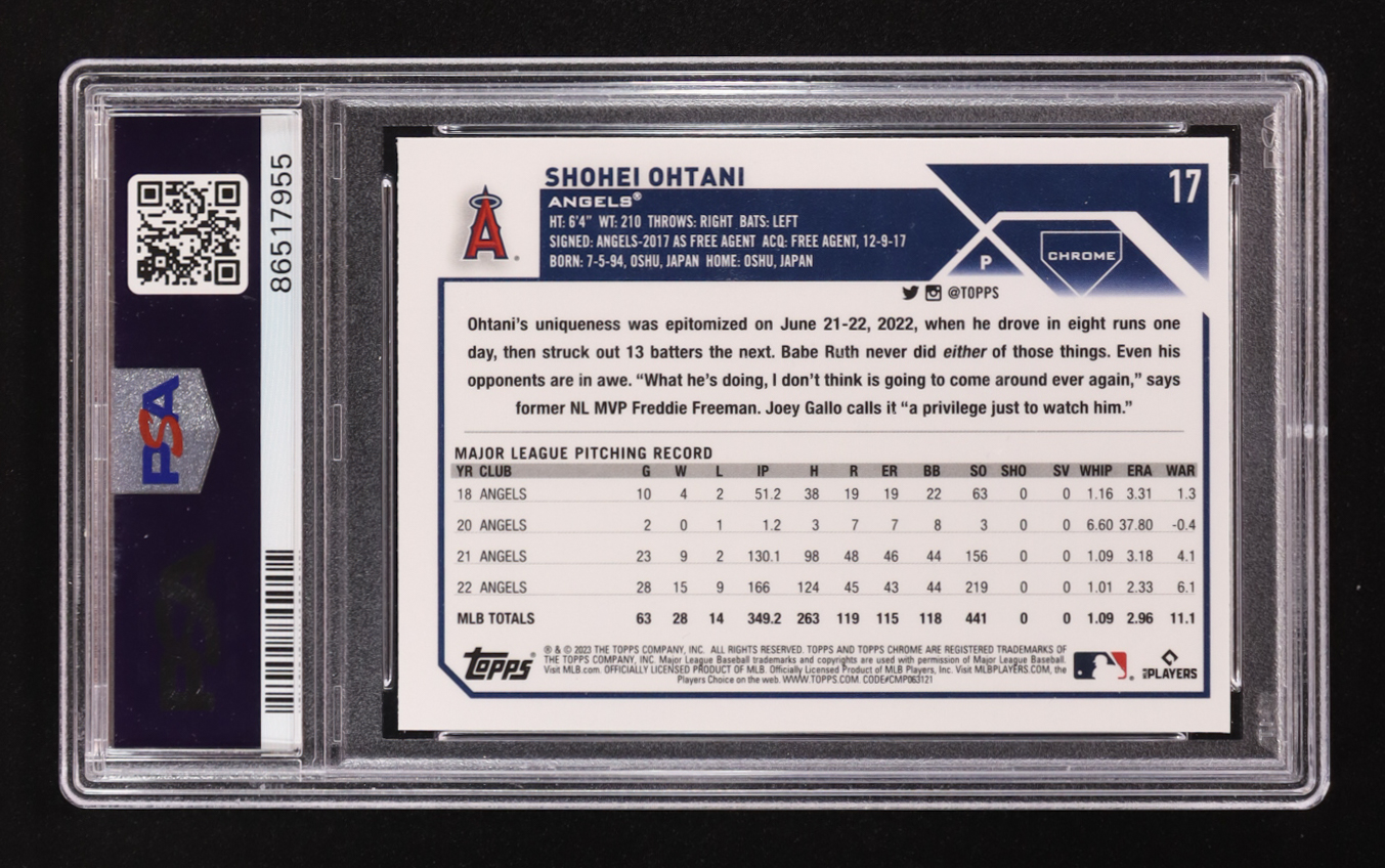 Shohei Ohtani 2023 Topps Chrome Sepia #17 (PSA 9) at PristineAuction.com Shohei Ohtani 2023 Topps Chrome Sepia #17 (PSA 9) at PristineAuction.com