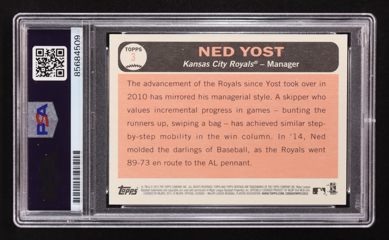 Ned Yost Signed 2015 Topps Heritage #3 (PSA) at PristineAuction.com Ned Yost Signed 2015 Topps Heritage #3 (PSA) at PristineAuction.com