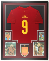 Gavi Signed Custom Framed Jersey Display with Photos (Beckett) at PristineAuction.com