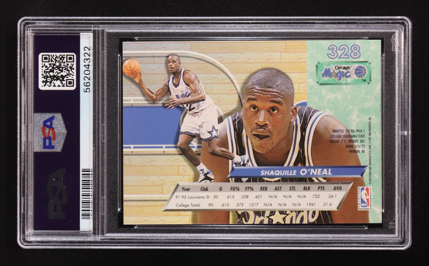 Shaquille O'Neal 1992-93 Ultra #328 RC (PSA 9) at PristineAuction.com Shaquille O'Neal 1992-93 Ultra #328 RC (PSA 9) at PristineAuction.com