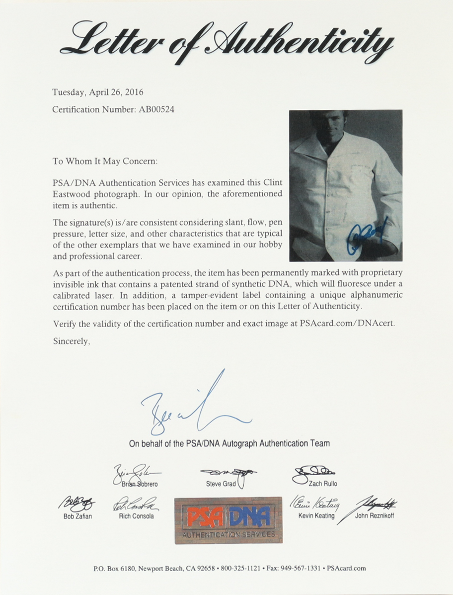 Clint Eastwood Signed 16x20 Photo (PSA) at PristineAuction.com Clint Eastwood Signed 16x20 Photo (PSA) at PristineAuction.com