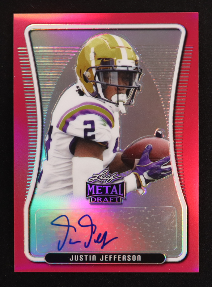 Justin Jefferson 2020 Leaf Metal Draft Portrait Prismatic Pink #BAPJJ3 #10/20 RC at PristineAuction.com Justin Jefferson 2020 Leaf Metal Draft Portrait Prismatic Pink #BAPJJ3 #10/20 RC at PristineAuction.com