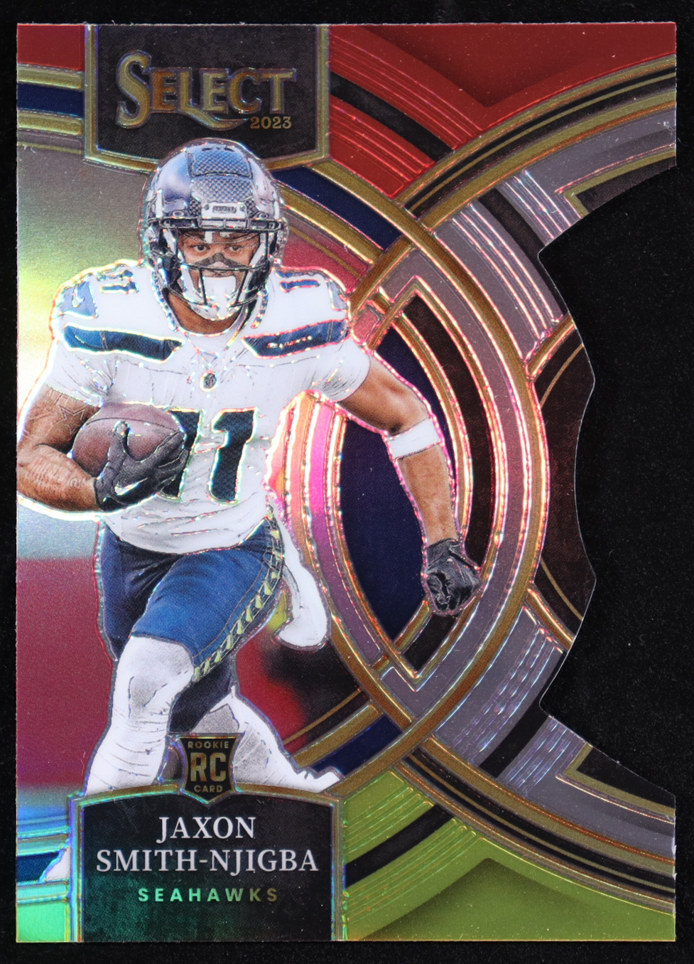 Jaxon Smith-Njigba 2023 Select Prizm Red and Yellow Die Cut #174 RC at PristineAuction.com Jaxon Smith-Njigba 2023 Select Prizm Red and Yellow Die Cut #174 RC at PristineAuction.com