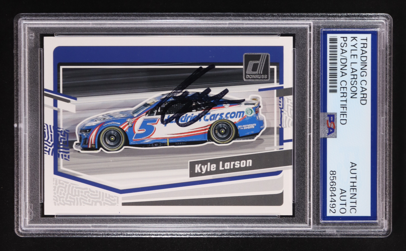 Kyle Larson Signed 2024 Panini Donruss Racing #85 (PSA) at PristineAuction.com Kyle Larson Signed 2024 Panini Donruss Racing #85 (PSA) at PristineAuction.com