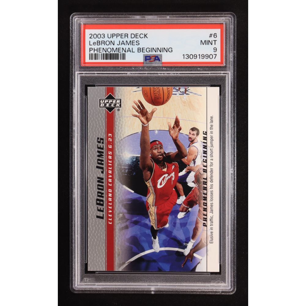 LeBron James 2003-04 Upper Deck Phenomenal Beginning LeBron James #6 RC (PSA 9) at PristineAuction.com