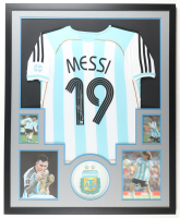 Lionel Messi Signed Custom Framed Argentina Authentic Adidas Jersey Display with Photos (Beckett) at PristineAuction.com