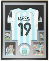 Lionel Messi Signed Custom Framed Argentina Authentic Adidas Jersey Display with Photos (Beckett) at PristineAuction.com