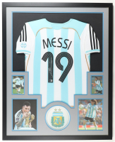 Lionel Messi Signed Custom Framed Argentina Authentic Adidas Jersey Display with Photos (Beckett) at PristineAuction.com