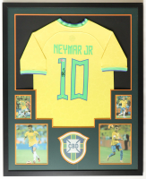 Neymar Jr. Signed Custom Framed Jersey Display with Photos (Beckett) at PristineAuction.com