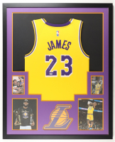 LeBron James Signed Custom Framed Jersey Display with Photos (PSA) at PristineAuction.com