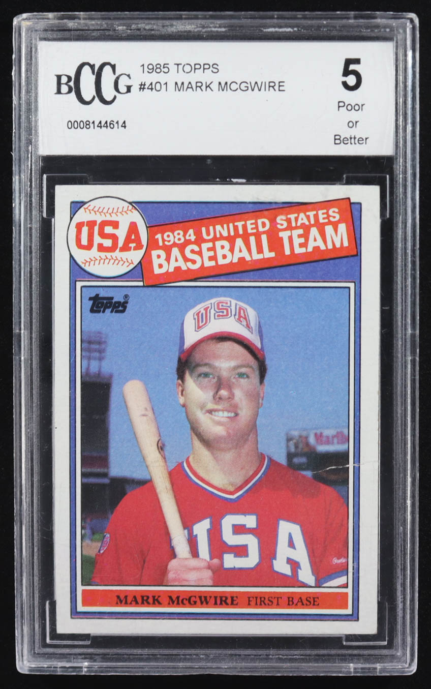 Mark McGwire 1985 Topps OLY #401 RC (BCCG 5) at PristineAuction.com Mark McGwire 1985 Topps OLY #401 RC (BCCG 5) at PristineAuction.com