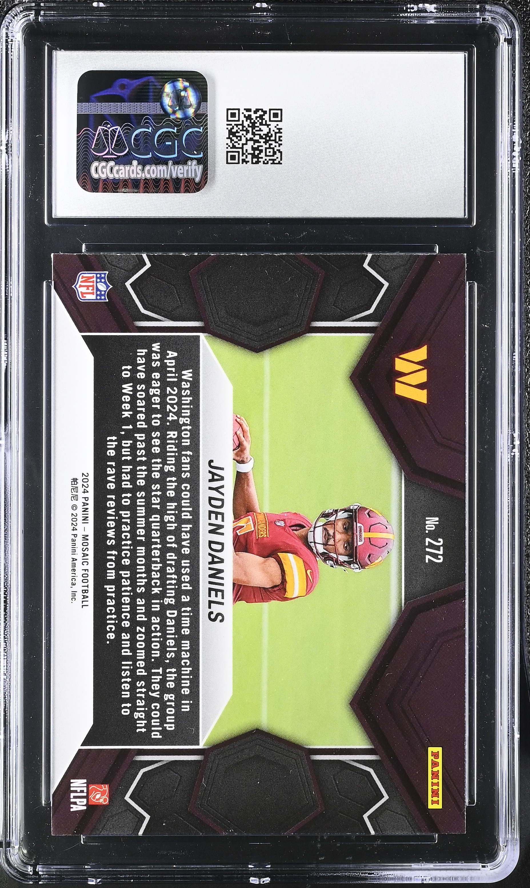 Jayden Daniels 2024 Panini Mosaic #272 RC (CGC 9.5) at PristineAuction.com Jayden Daniels 2024 Panini Mosaic #272 RC (CGC 9.5) at PristineAuction.com