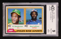 Rickey Henderson / Ron LeFlore 1981 Topps #4 (BCCG 9) at PristineAuction.com