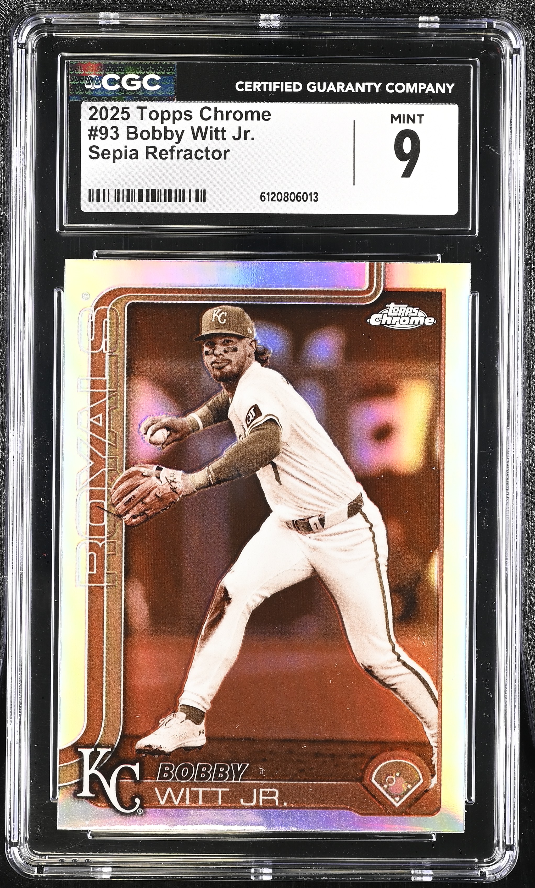 Bobby Witt Jr. 2025 Topps Chrome Sepia Refractor #93 (CGC 9) at PristineAuction.com Bobby Witt Jr. 2025 Topps Chrome Sepia Refractor #93 (CGC 9) at PristineAuction.com