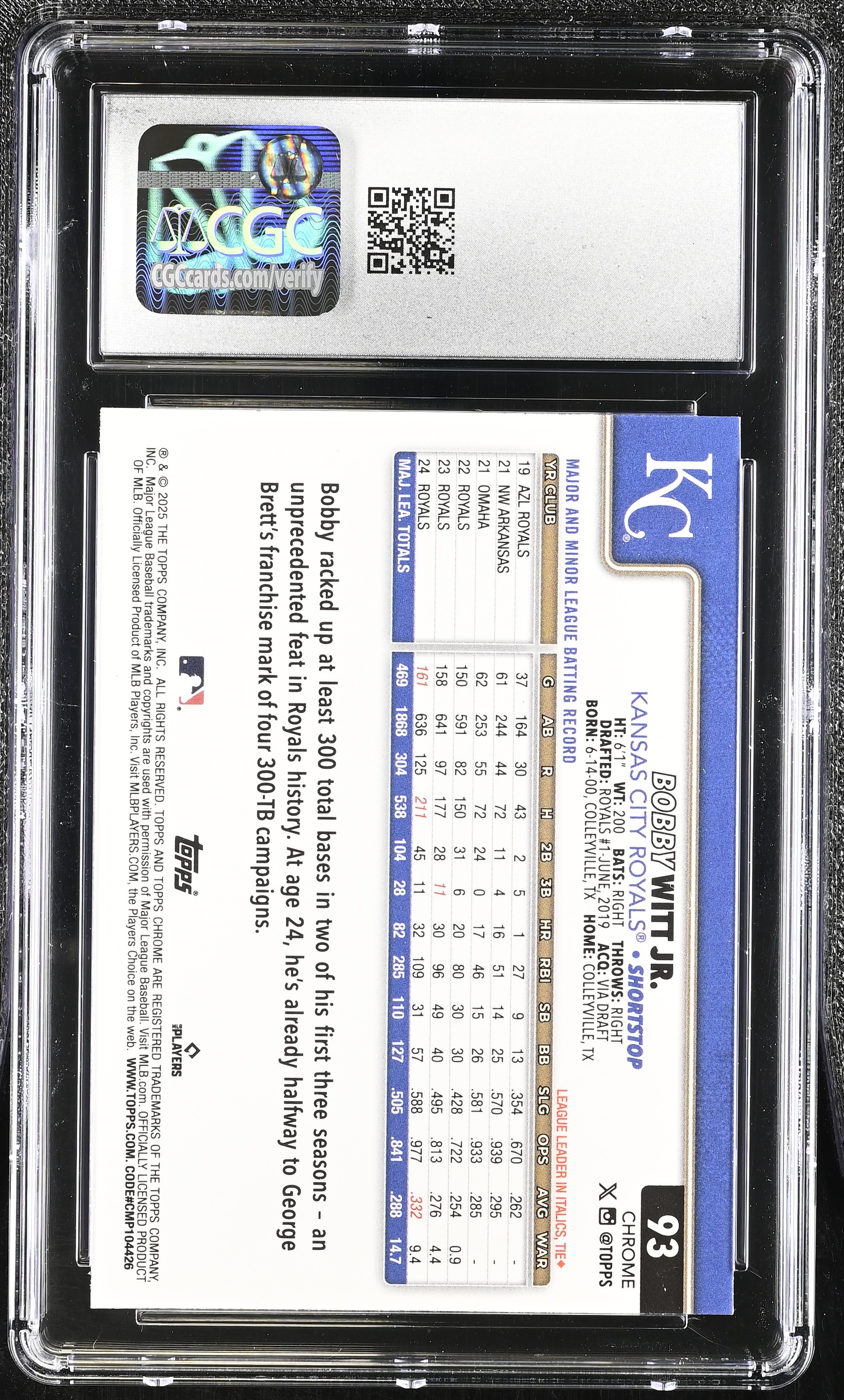 Bobby Witt Jr. 2025 Topps Chrome Sepia Refractor #93 (CGC 9) at PristineAuction.com Bobby Witt Jr. 2025 Topps Chrome Sepia Refractor #93 (CGC 9) at PristineAuction.com