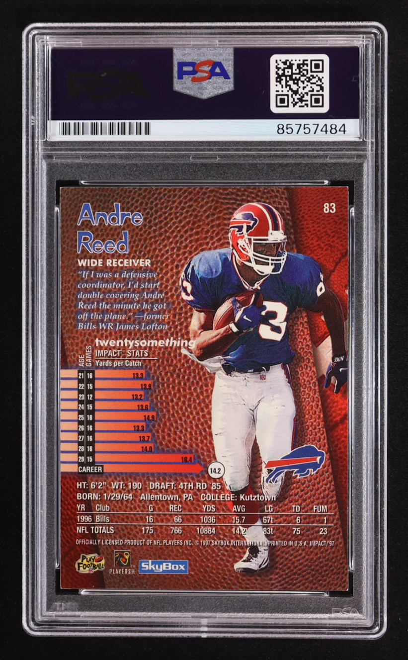 Andre Reed Signed 1997 Slybox Impact #83 (PSA) at PristineAuction.com Andre Reed Signed 1997 Slybox Impact #83 (PSA) at PristineAuction.com