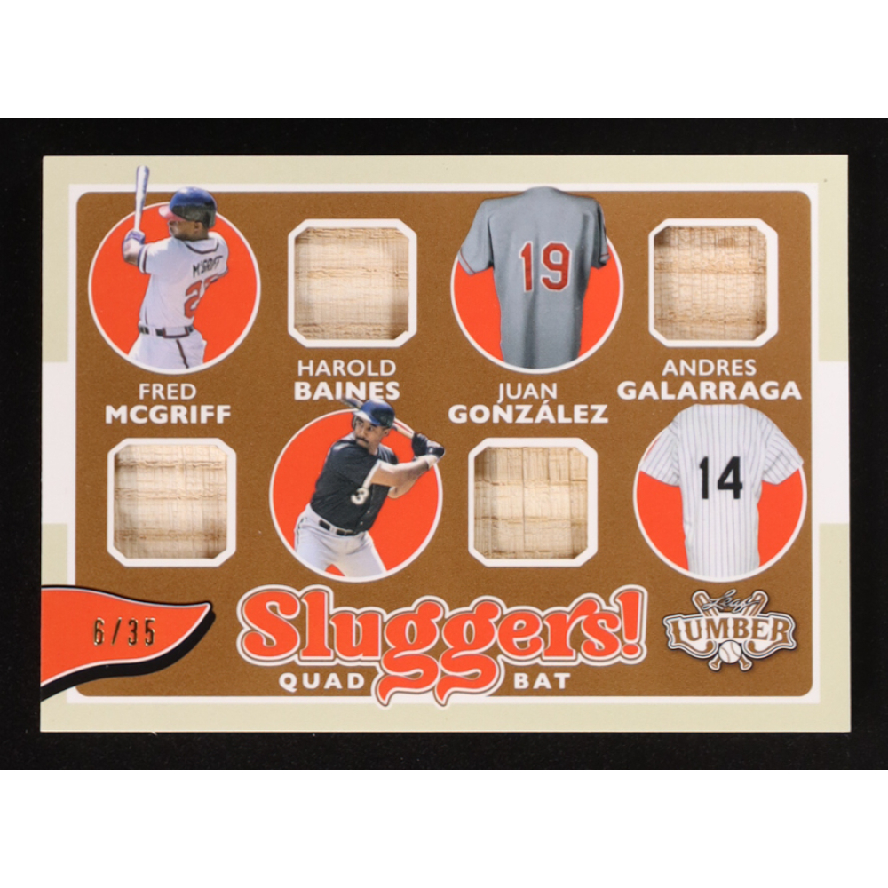 Fred McGriff / Harold Baines / Juan Gonzalez / Andres Galarraga 2024 Leaf Lumber Sluggers Quad Bat #S9 #06/35 at PristineAuction.com