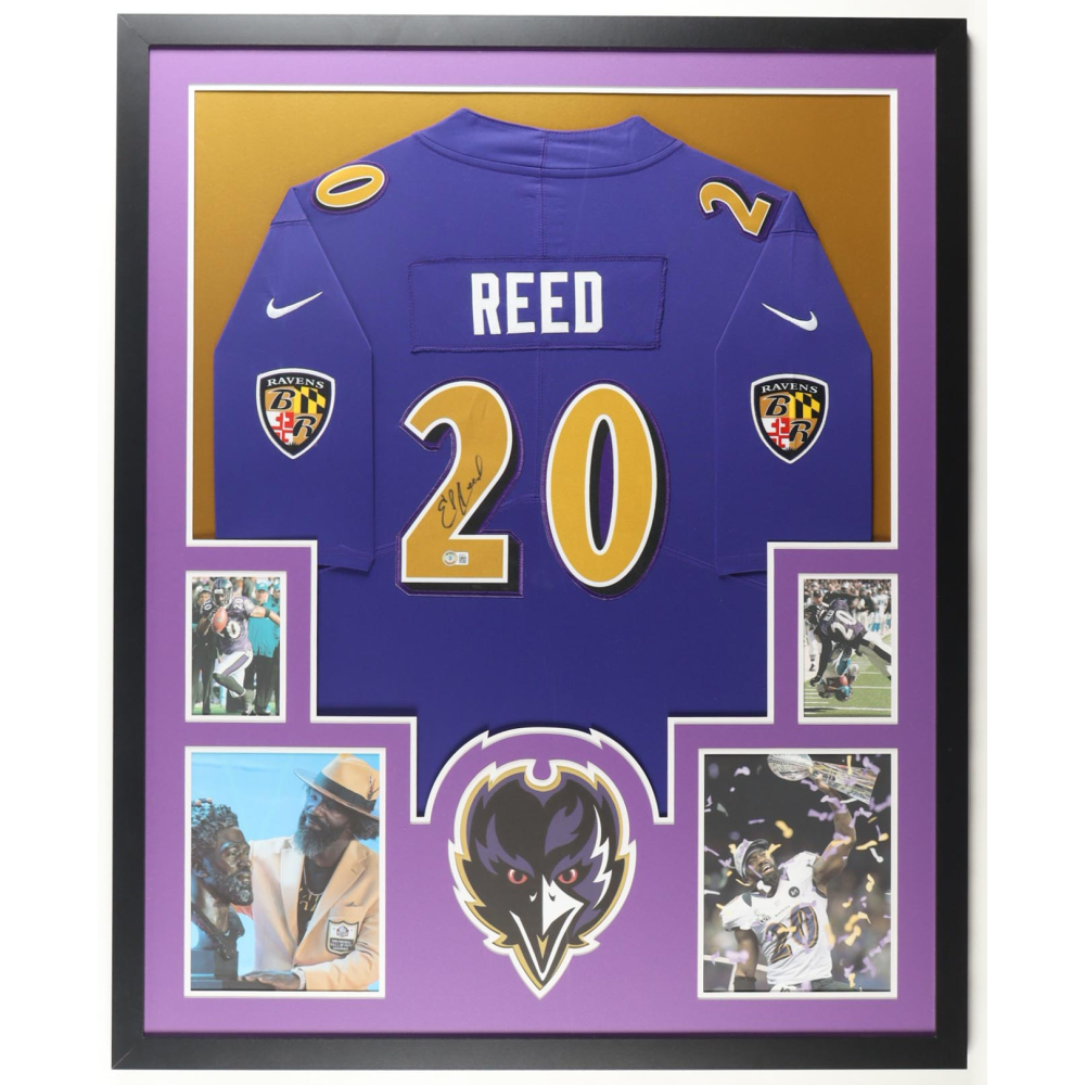 Ed Reed Signed Custom Framed Ravens Authentic Nike Jersey Display with ...