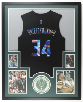 Giannis Antetokounmpo Signed Custom Framed Jersey Display with Photos (Beckett) at PristineAuction.com