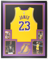 LeBron James Signed Custom Framed Jersey Display with Photos (Fanatics) at PristineAuction.com