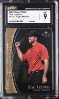 Tiger Woods 2001 Upper Deck Stat Leaders #SL17 RC (CGC 9) at PristineAuction.com