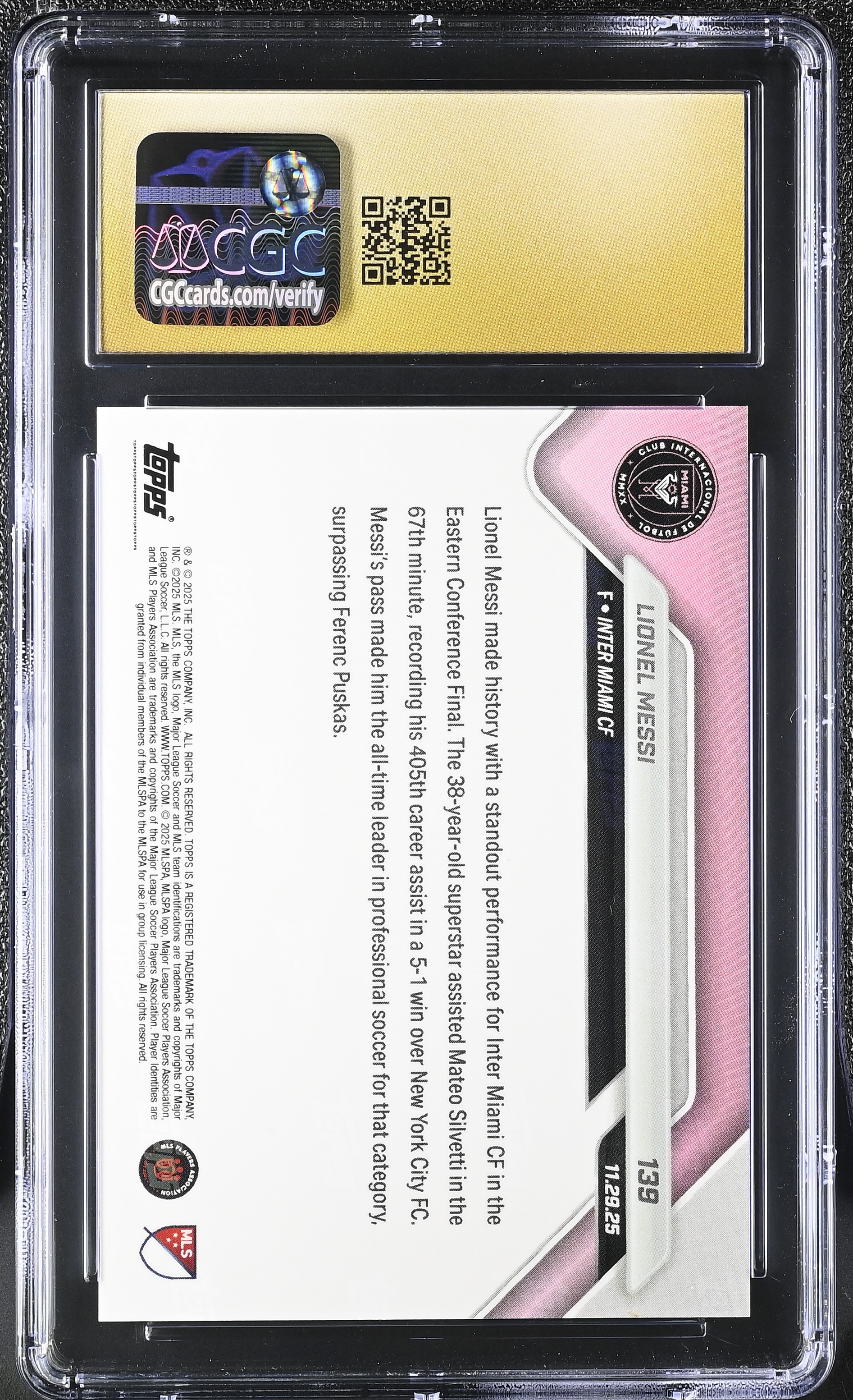 Lionel Messi 2025 Topps Now MLS #139 (CGC 10 | Black Label) at PristineAuction.com Lionel Messi 2025 Topps Now MLS #139 (CGC 10 | Black Label) at PristineAuction.com