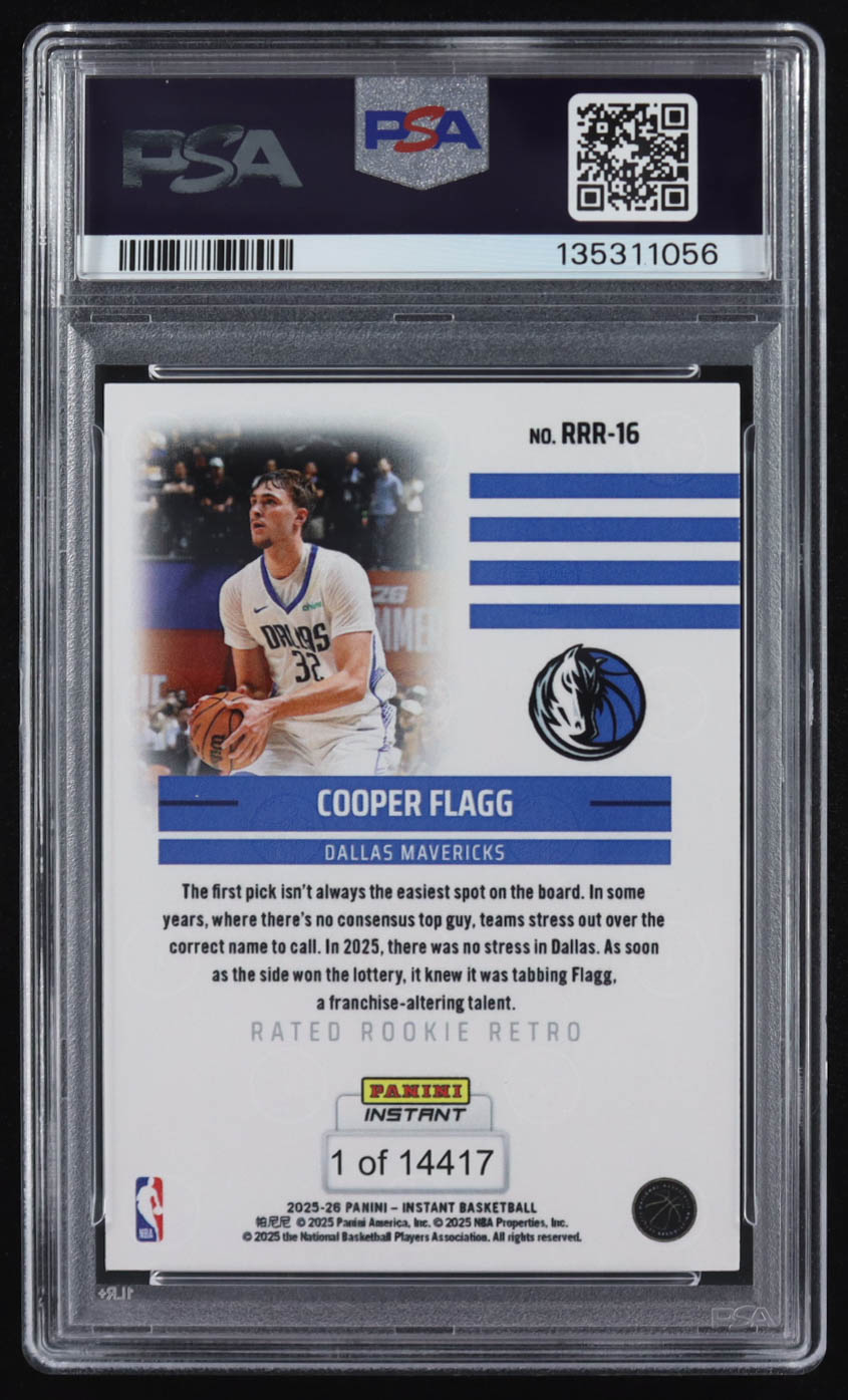 Cooper Flagg 2025-26 Panini Instant Rated Rookie Retro #RRR16 RC (PSA 10) at PristineAuction.com Cooper Flagg 2025-26 Panini Instant Rated Rookie Retro #RRR16 RC (PSA 10) at PristineAuction.com