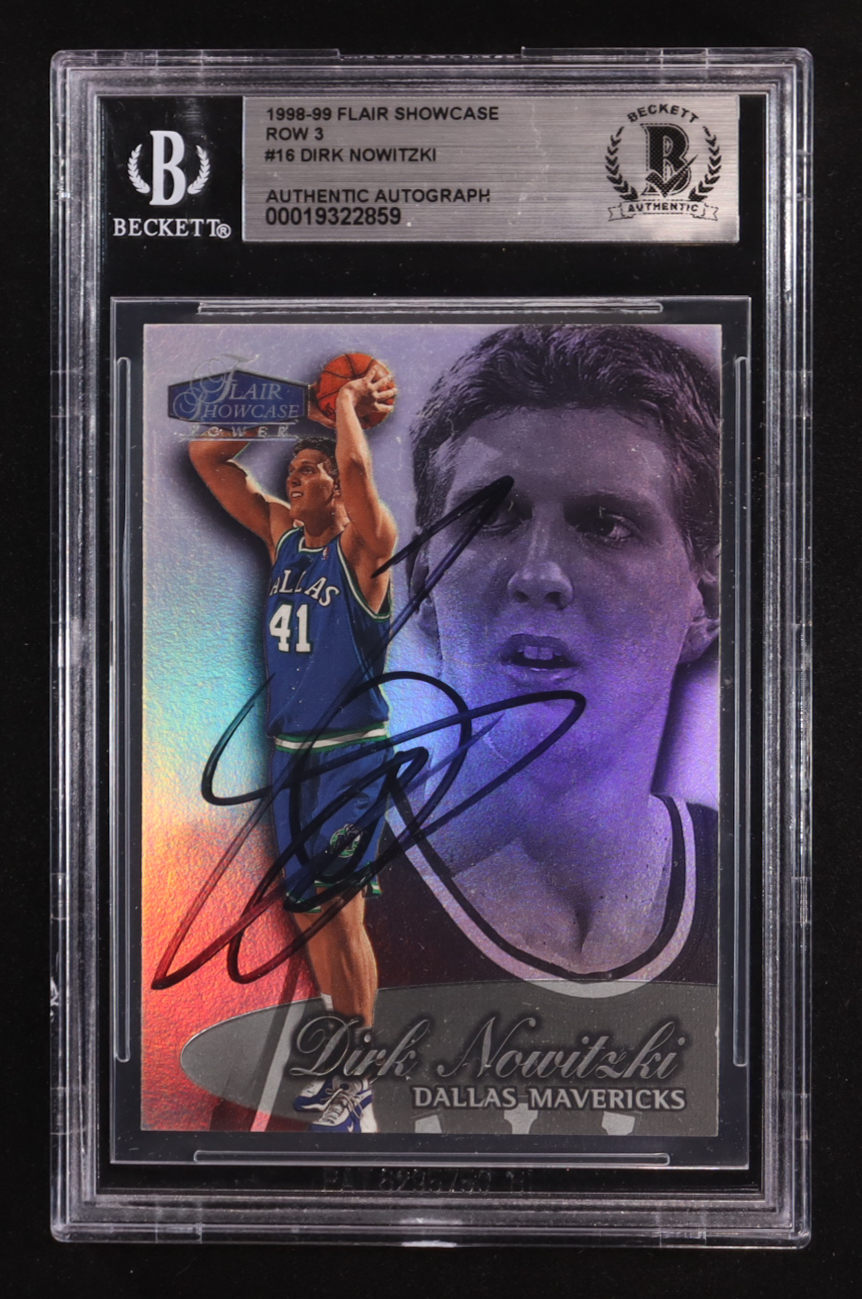 Dirk Nowitzki Signed 1998-99 Flair Showcase Row 3 #90 RC (BGS) at PristineAuction.com Dirk Nowitzki Signed 1998-99 Flair Showcase Row 3 #90 RC (BGS) at PristineAuction.com