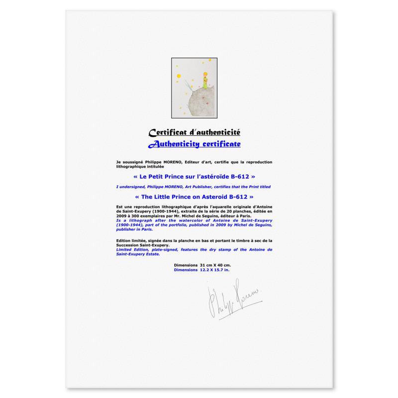 "The Little Prince On Asteroid B-612" LE 20x16 Custom Framed Lithograph on Paper by Antoine de Saint-Exupery (Artova) at PristineAuction.com "The Little Prince On Asteroid B-612" LE 20x16 Custom Framed Lithograph on Paper by Antoine de Saint-Exupery (Artova) at PristineAuction.com