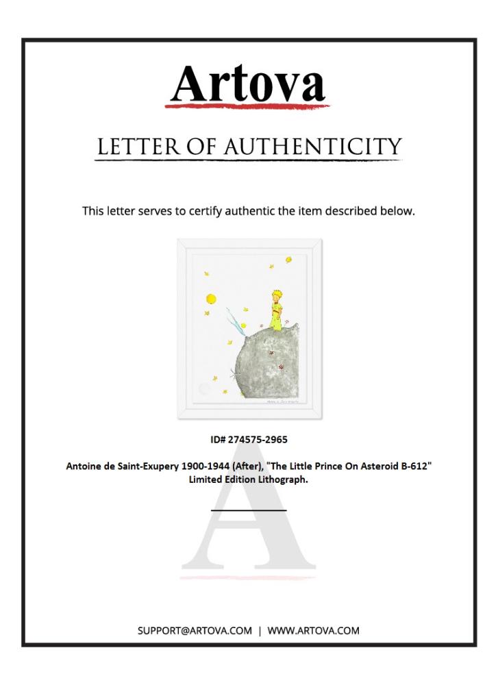 "The Little Prince On Asteroid B-612" LE 20x16 Custom Framed Lithograph on Paper by Antoine de Saint-Exupery (Artova) at PristineAuction.com "The Little Prince On Asteroid B-612" LE 20x16 Custom Framed Lithograph on Paper by Antoine de Saint-Exupery (Artova) at PristineAuction.com