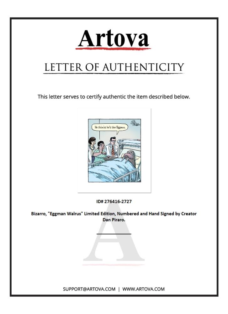 Bizarro "Eggman Walrus" LE 16x14 Giclee on Paper by Dan Piraro (Artova) at PristineAuction.com Bizarro "Eggman Walrus" LE 16x14 Giclee on Paper by Dan Piraro (Artova) at PristineAuction.com