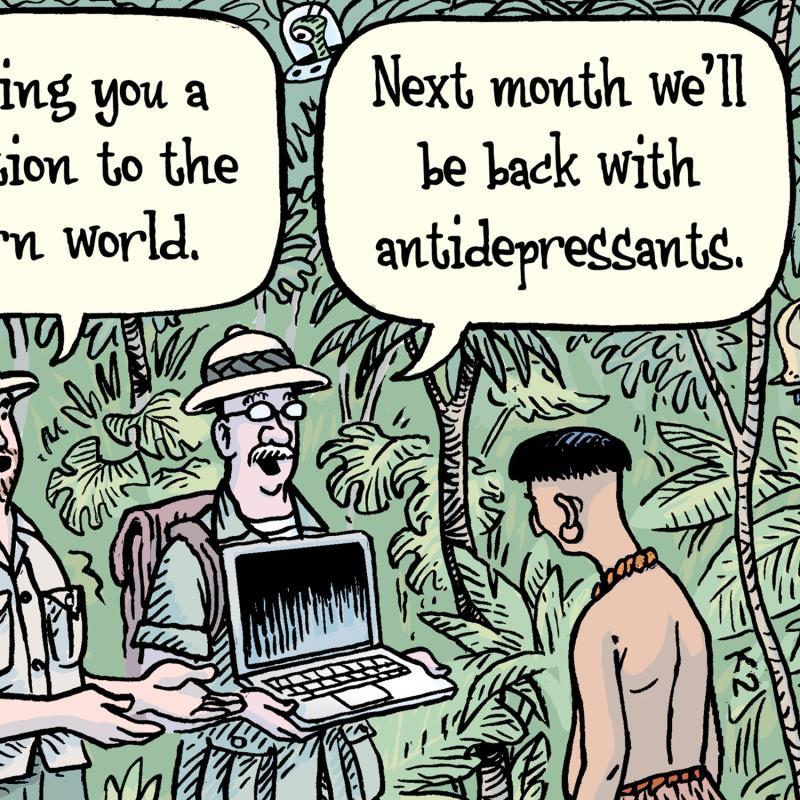 Bizarro "Modern World" LE 16x14 Giclee on Paper by Dan Piraro (Artova) at PristineAuction.com Bizarro "Modern World" LE 16x14 Giclee on Paper by Dan Piraro (Artova) at PristineAuction.com