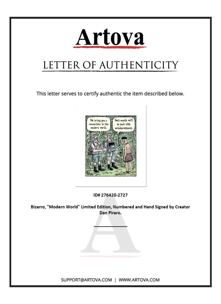 Bizarro "Modern World" LE 16x14 Giclee on Paper by Dan Piraro (Artova) at PristineAuction.com Bizarro "Modern World" LE 16x14 Giclee on Paper by Dan Piraro (Artova) at PristineAuction.com