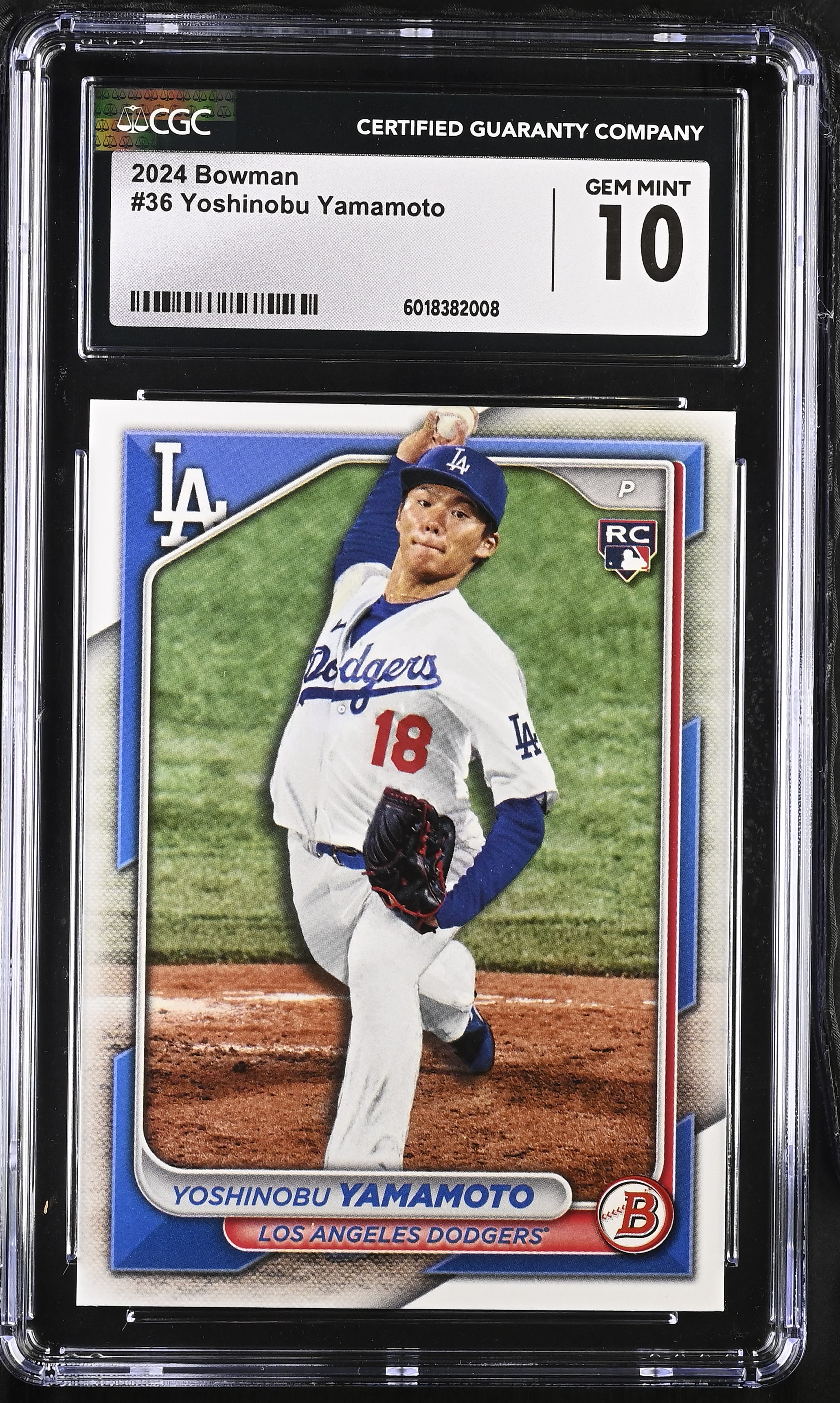 Yoshinobu Yamamoto 2024 Bowman #36 RC (CGC 10) at PristineAuction.com Yoshinobu Yamamoto 2024 Bowman #36 RC (CGC 10) at PristineAuction.com