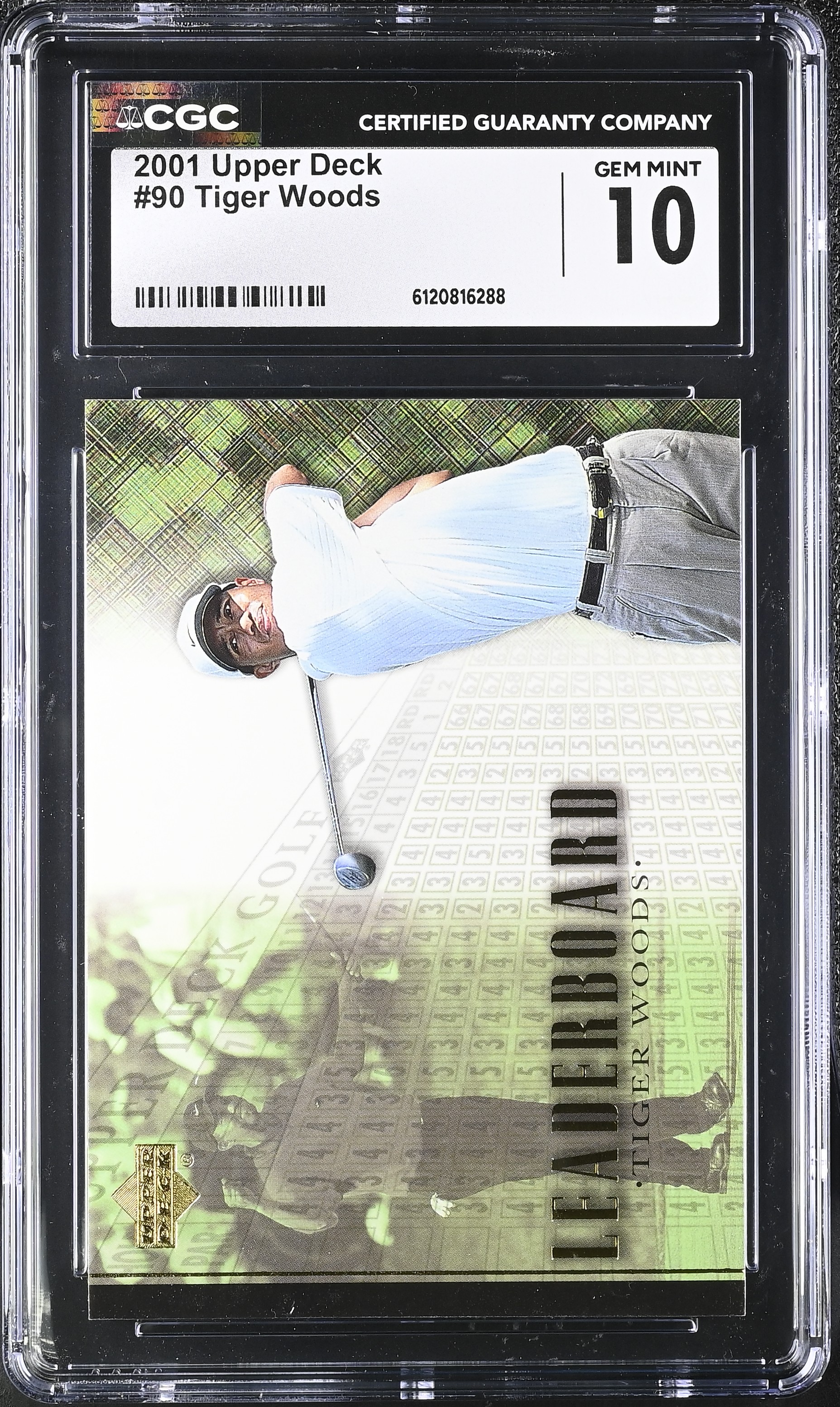 Tiger Woods 2001 Upper Deck #90 LB RC (CGC 10) at PristineAuction.com Tiger Woods 2001 Upper Deck #90 LB RC (CGC 10) at PristineAuction.com
