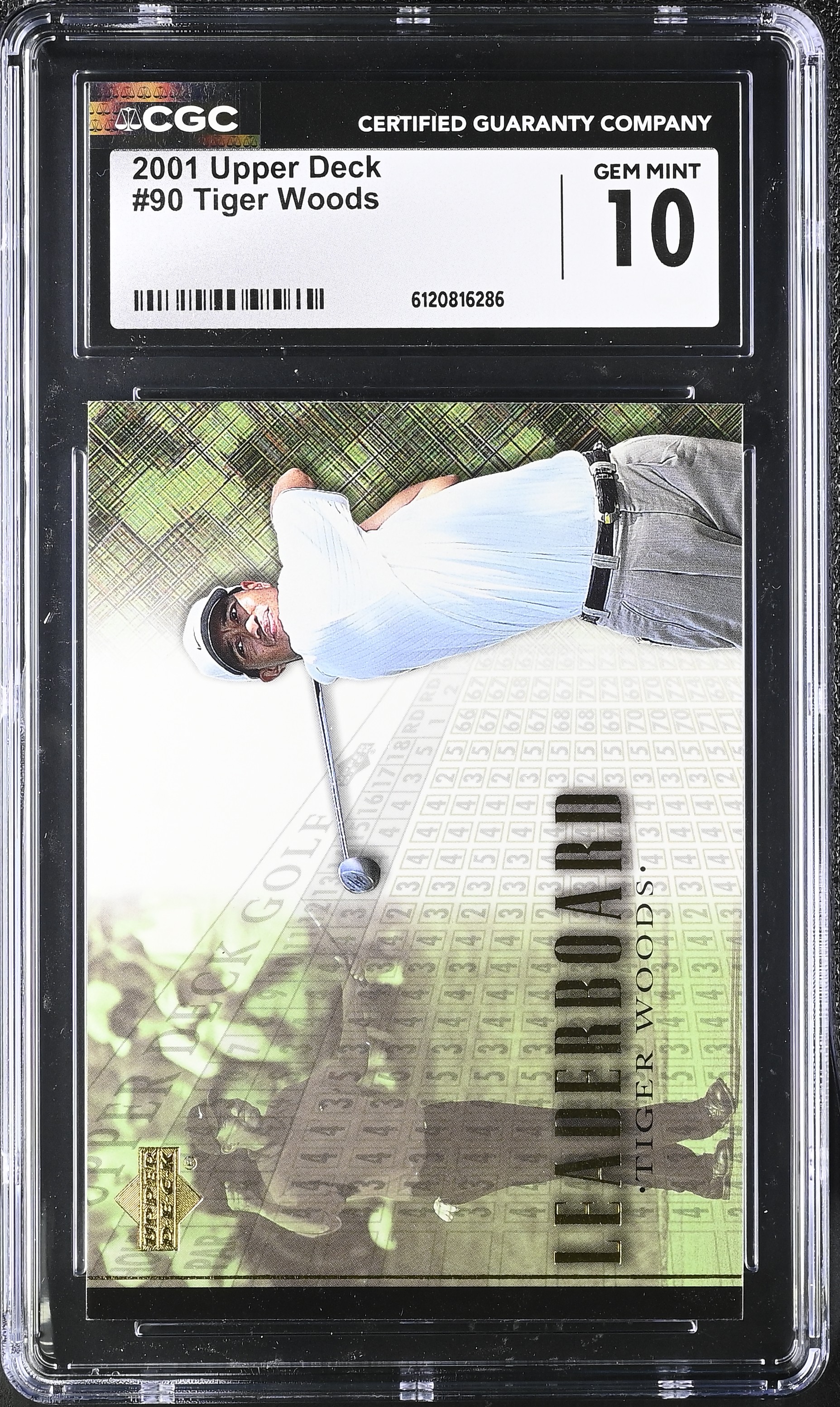 Tiger Woods 2001 Upper Deck #90 LB RC (CGC 10) at PristineAuction.com Tiger Woods 2001 Upper Deck #90 LB RC (CGC 10) at PristineAuction.com